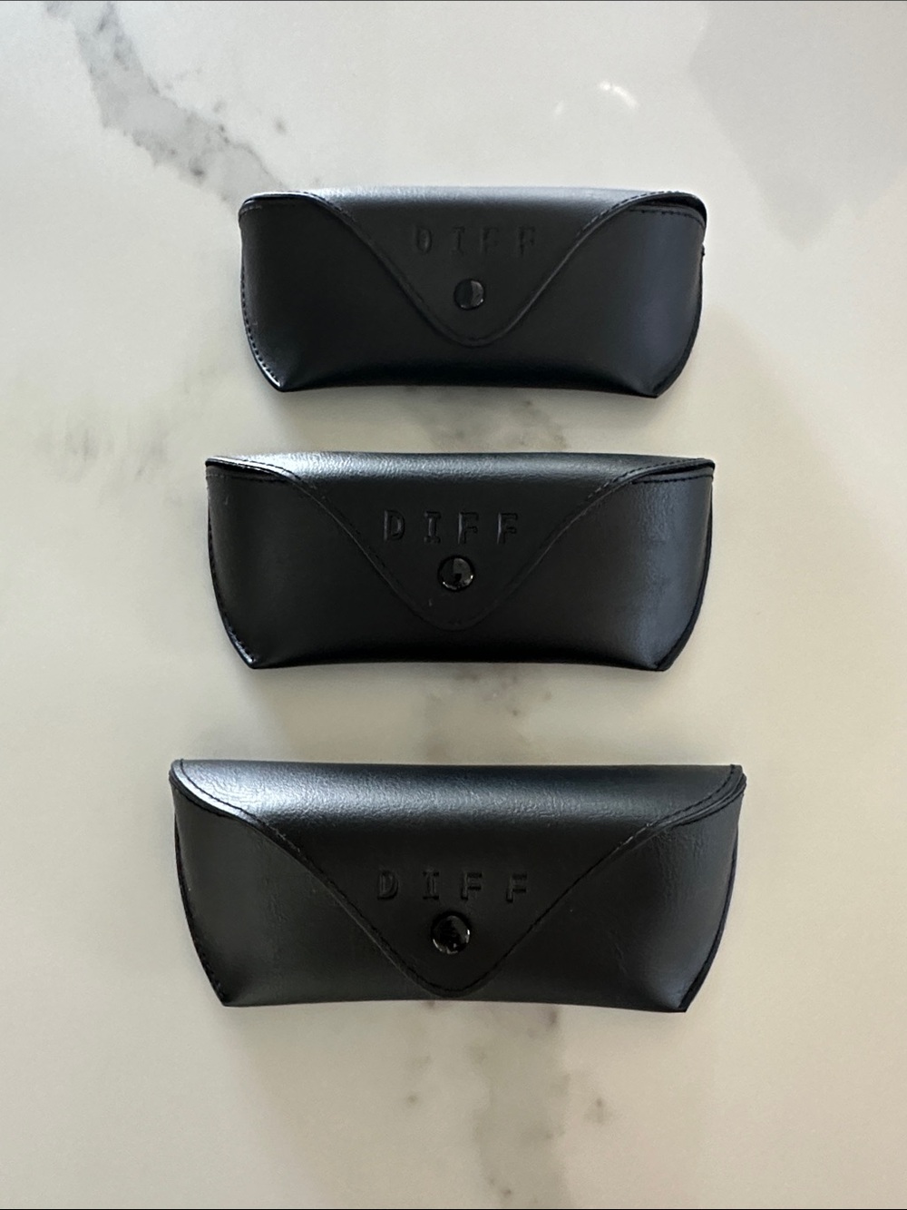DIFF Black Leather Sunglasses Case